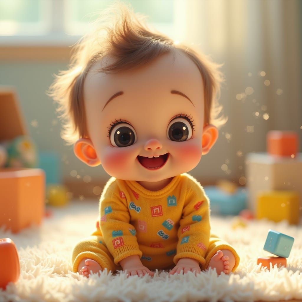 Joyful Toddler in Playful Chaos