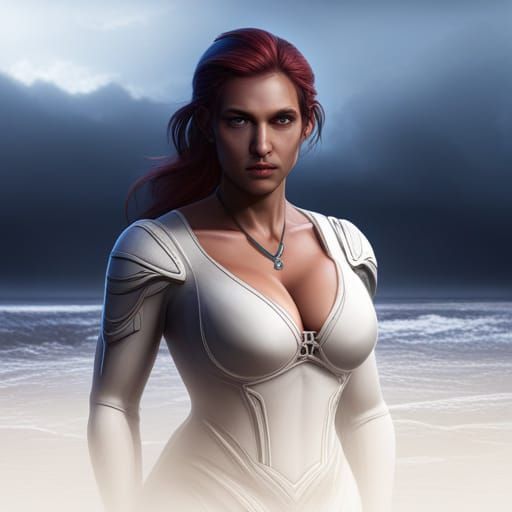 Voluptuous Woman in Vargas Style Matte Painting