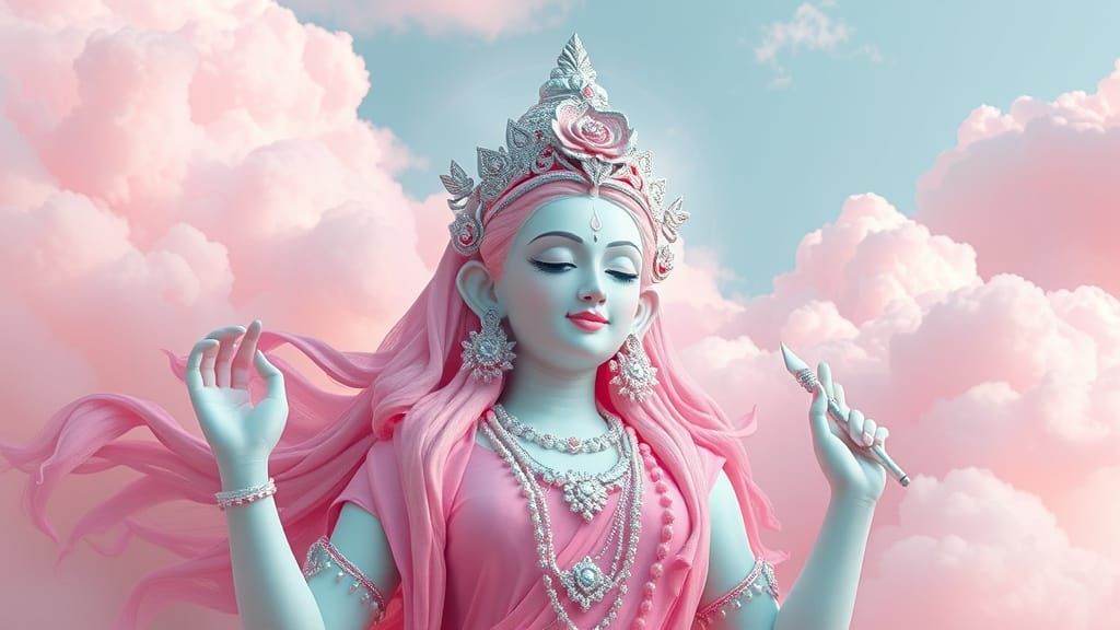 Divine Goddess in Ethereal Clouds