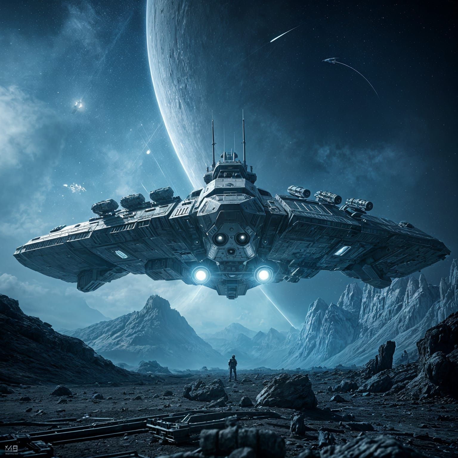 Alien Battleship in Cinematic Style, 8K Resolution