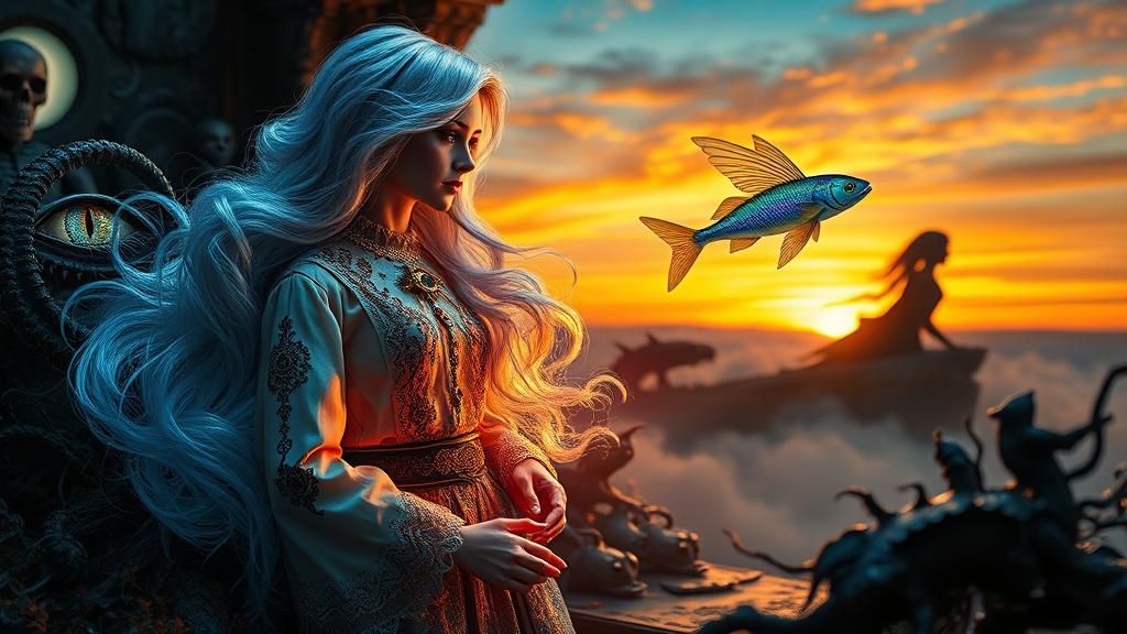 Dreamlike Slavic Folklore Scene with Russophile Woman