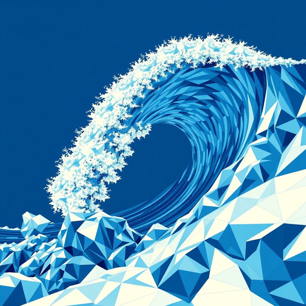 Vibrant Geometric Fractal Wave