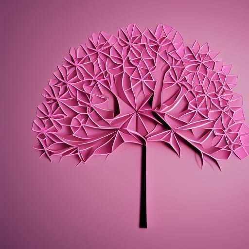 Pink Origami Tree of Life in 8K Resolution