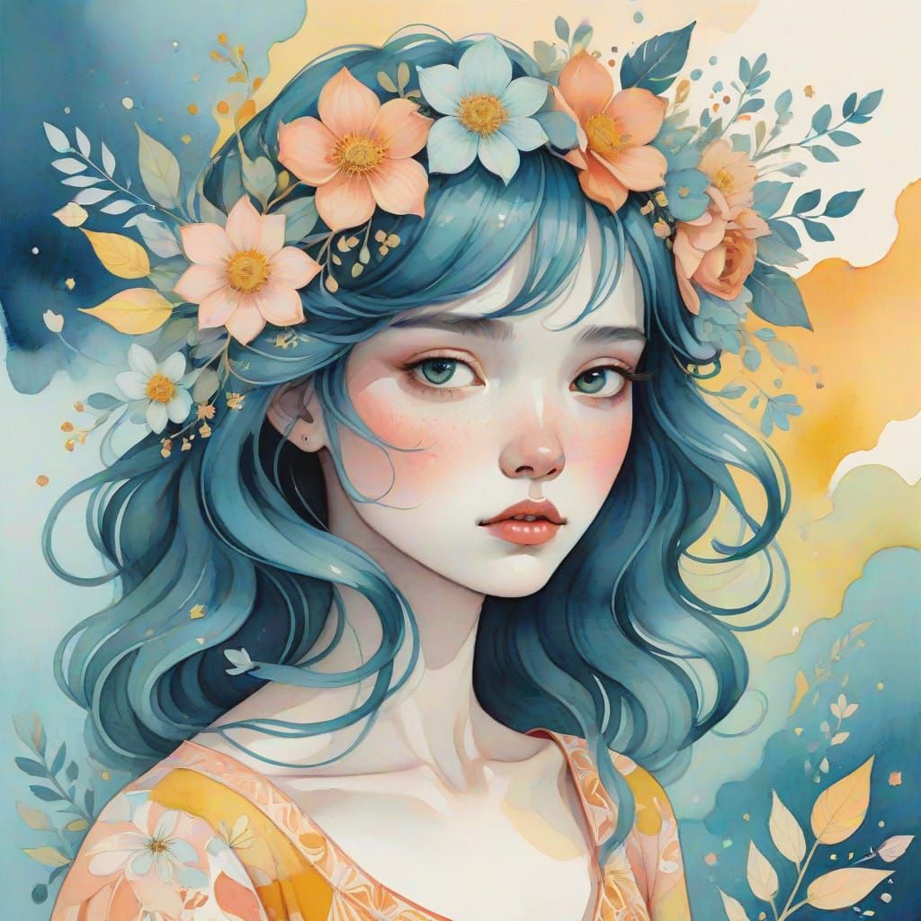 Whimsical Floral Crown in Dreamy Ethereal Style