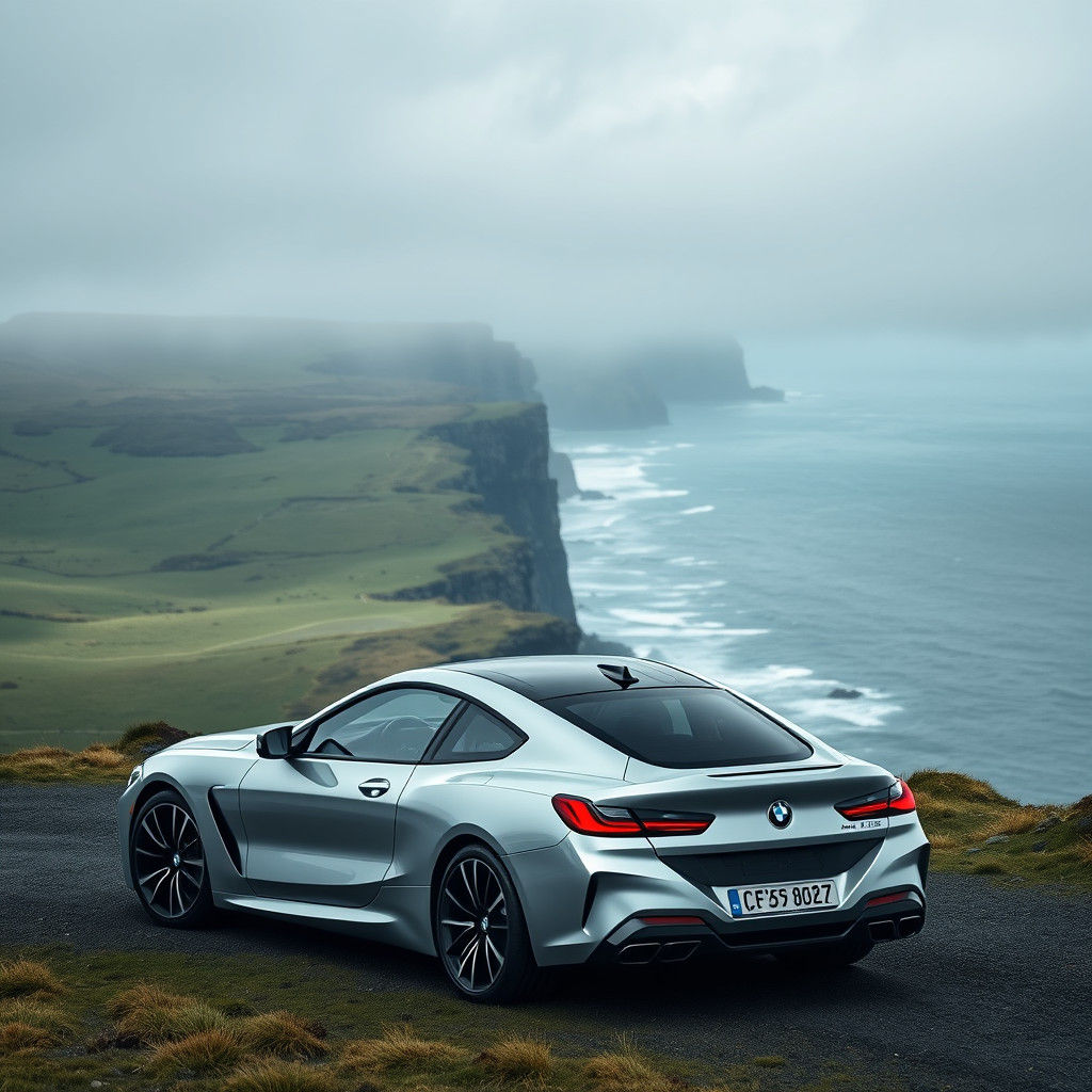 BMW 8 Series on Ireland Cliffside, Photorealistic