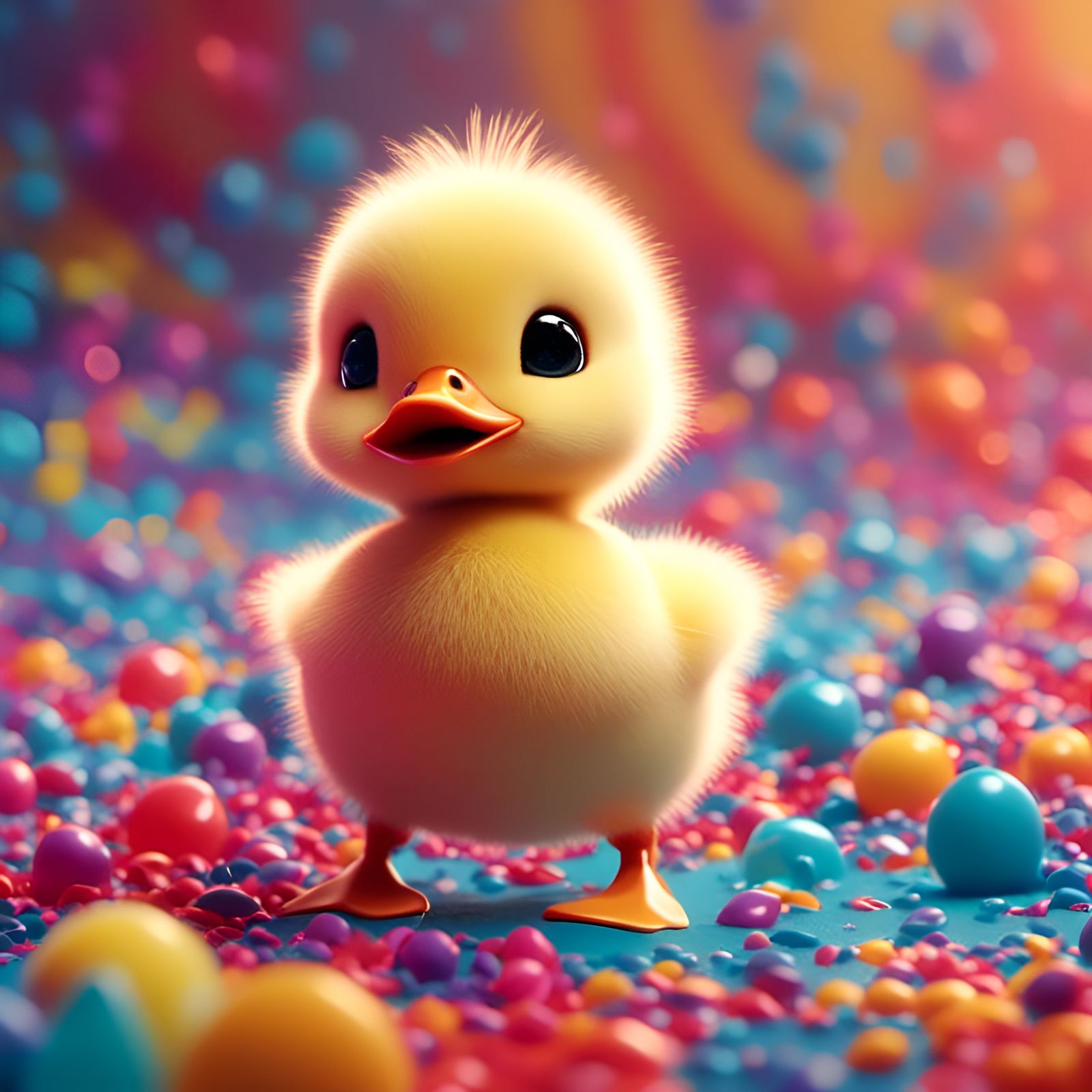<lora:Kyoot:1.0>Colour Chaos, Duckling in the middle waddling