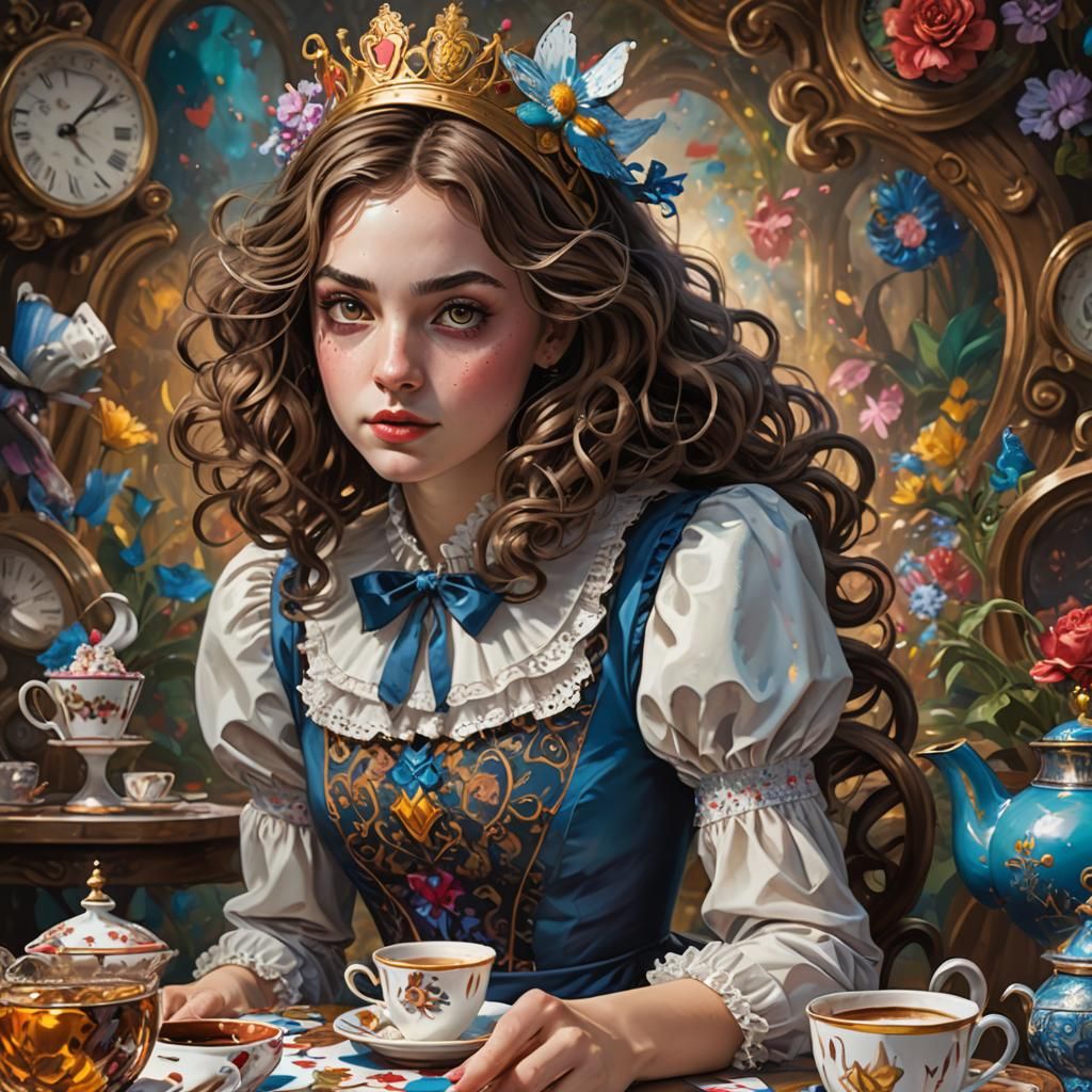 Girl as Disney Alice in Wonderland, Hyperrealistic Art