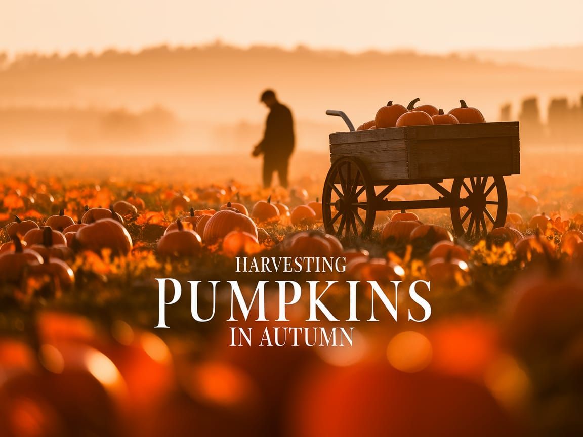 Golden Hour Autumn Pumpkin Harvest Scene