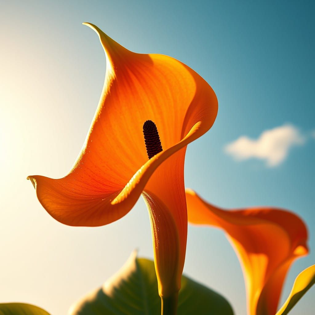 Exotic African Calla Lily in Golden Sunlight