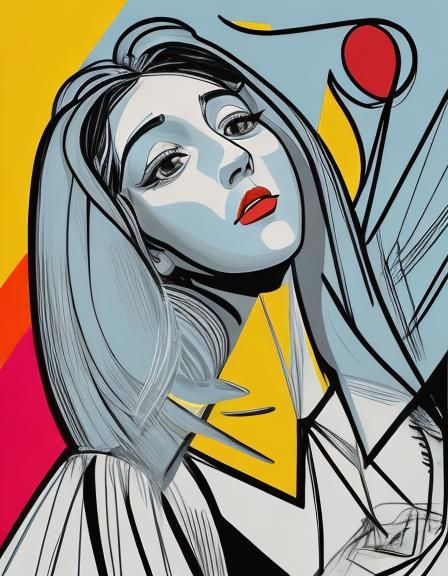 Woman in Picasso-Style Pop Art