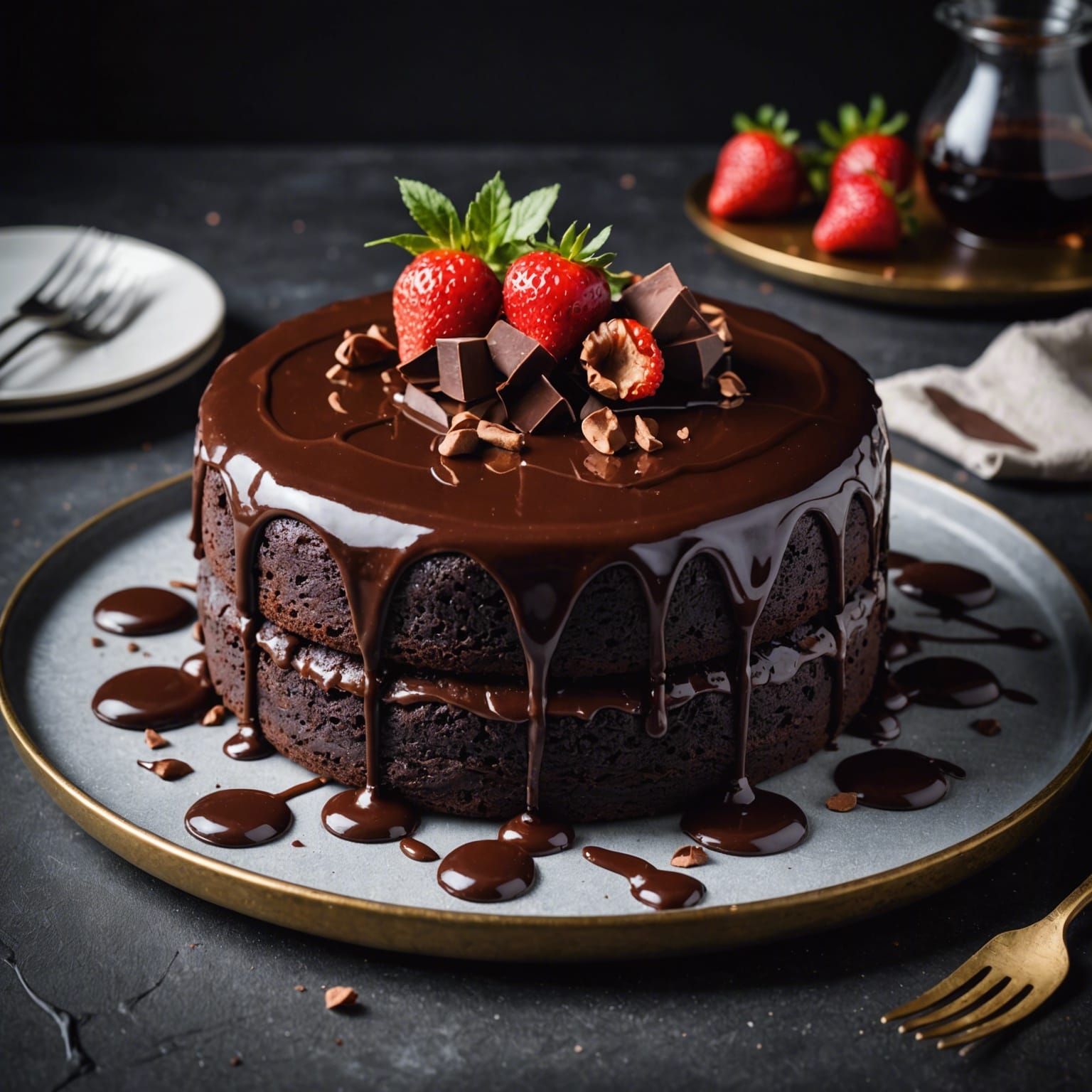 Luxurious Melted Chocolate Cake Dessert