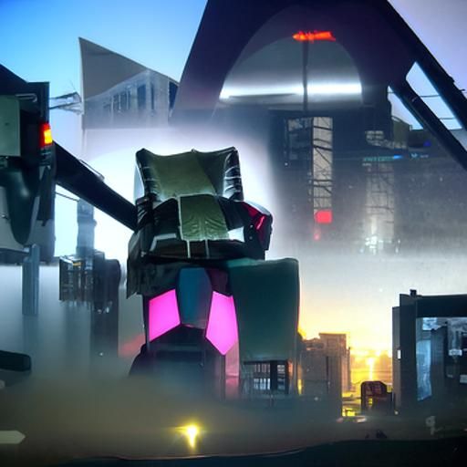 Cyberpunk Giant Robot Pillow Fort in Neon