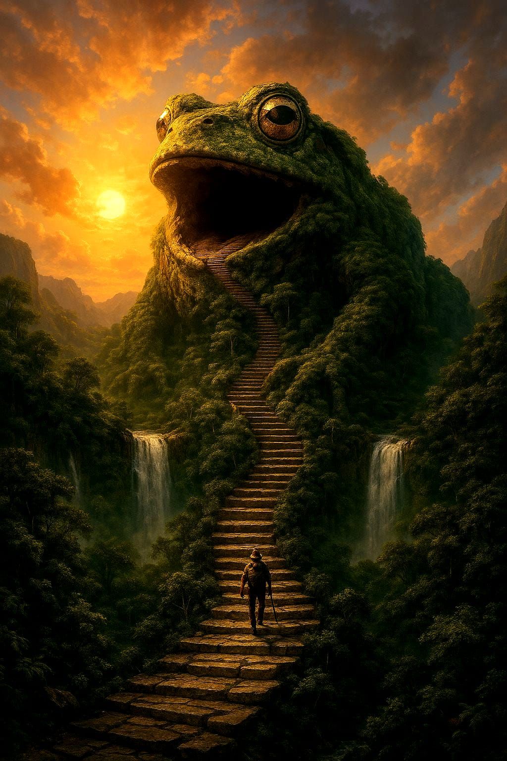 Jungle Frog Mountain with Winding Stairway
