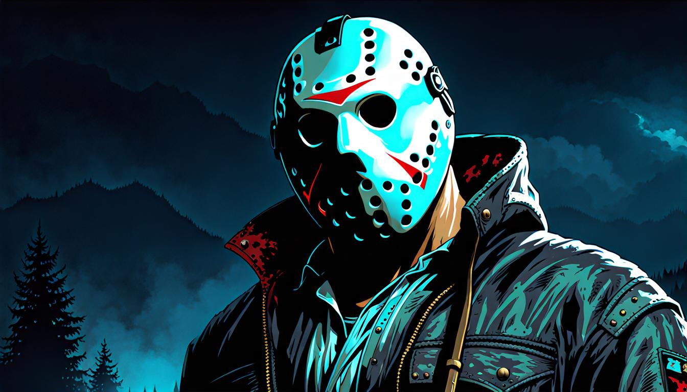 Hyperrealistic Jason Voorhees in Sinister Horror Style