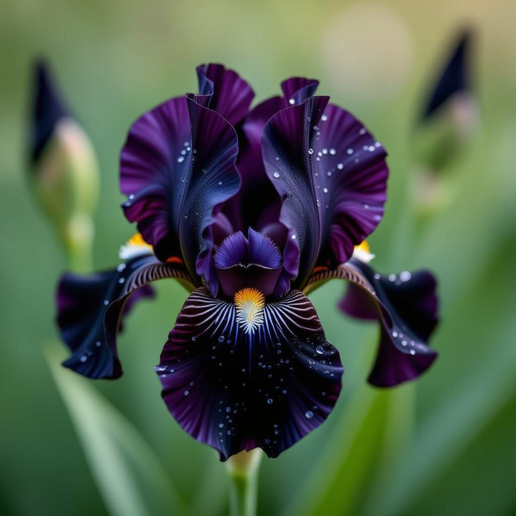 Striking Black Iris Macro Photography