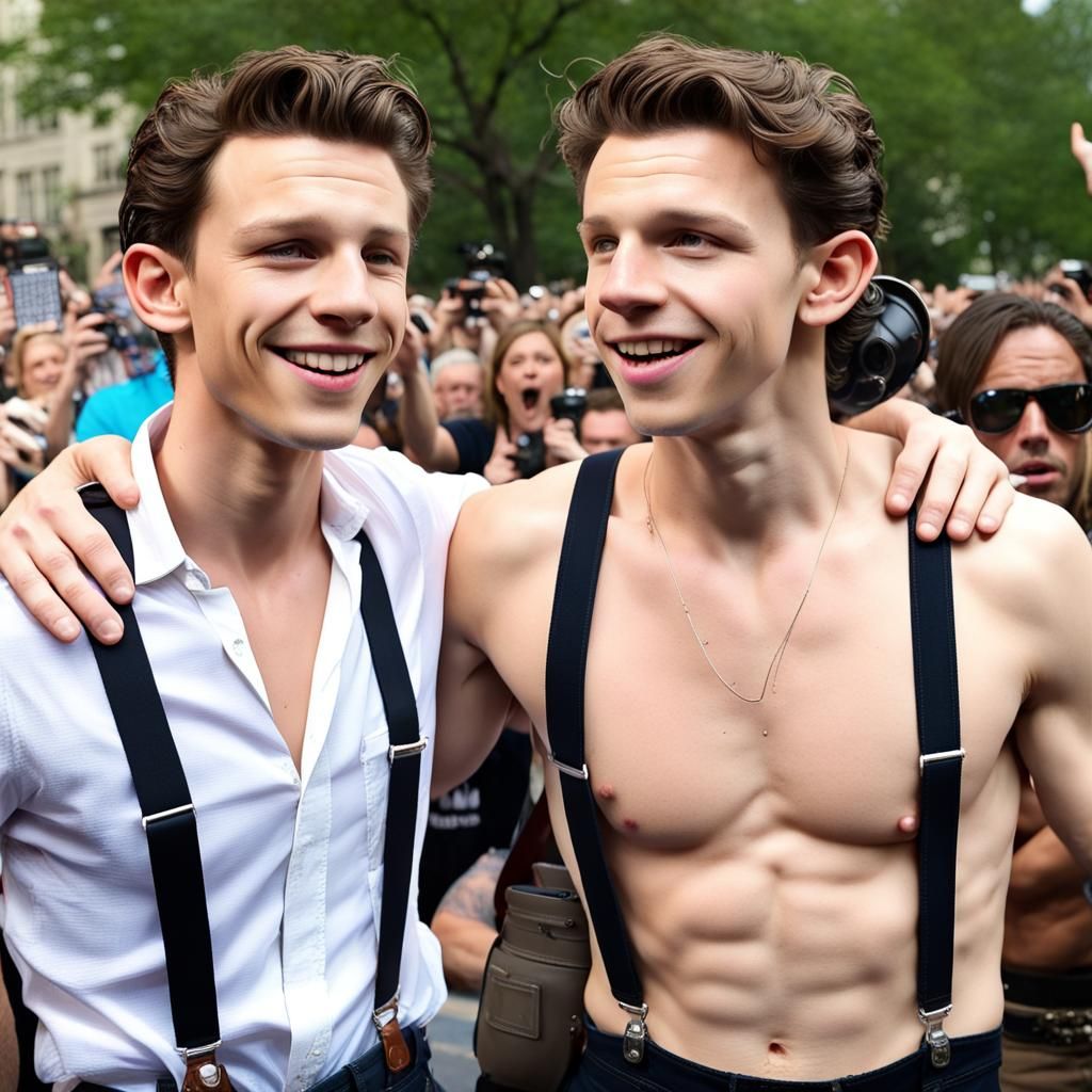 Joyful Celebration: Two Men Embrace at LGBT Parade