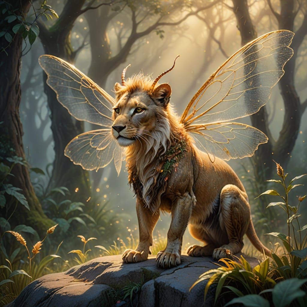 Ethereal Ant Lion in a Dreamy Landscape