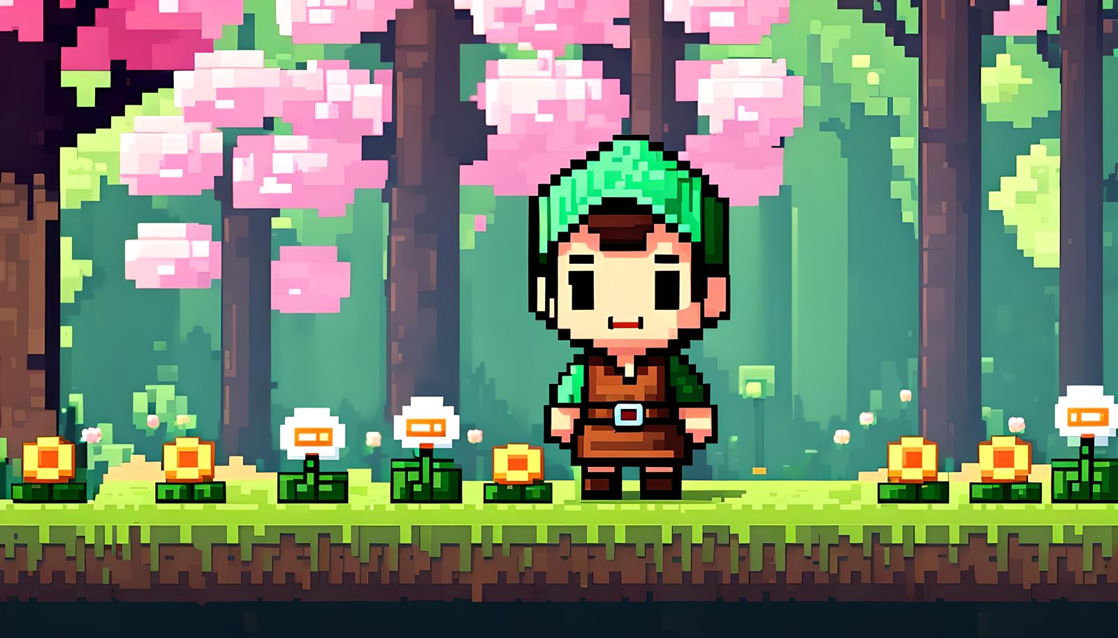 Happy Springtime Pixel Art Fantasy Forest