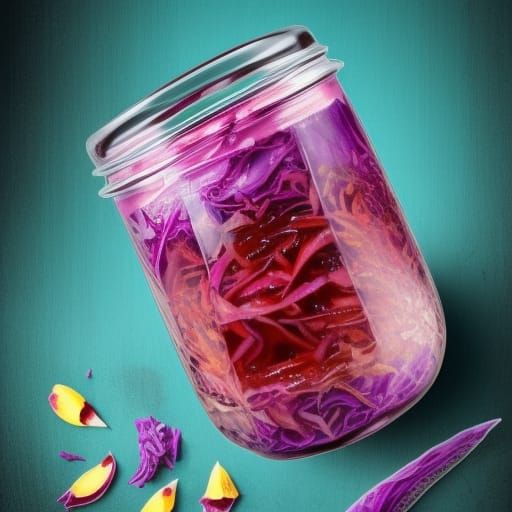 Hyper-Realistic Pickled Red Cabbage in Glass Jar