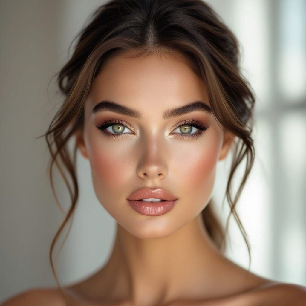 Stunning Woman Portrait with Radiant Makeup