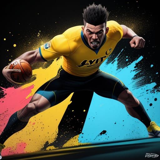 Dynamic Athlete Sports Poster in Vibrant Splash Art