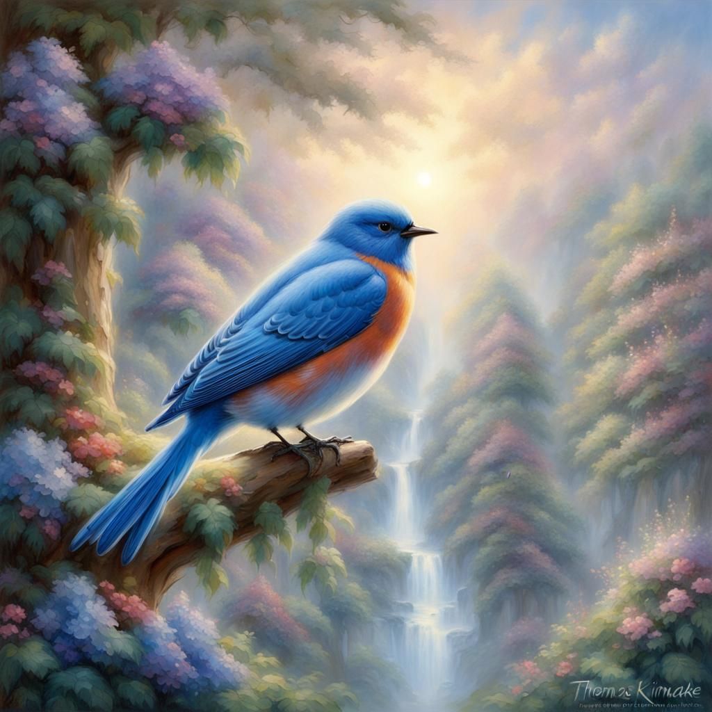 Ethereal Bluebird of Happiness in Fantasy Style