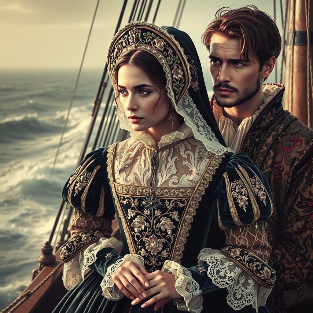 Regal French Noblewoman Sails the High Seas with Her Husband