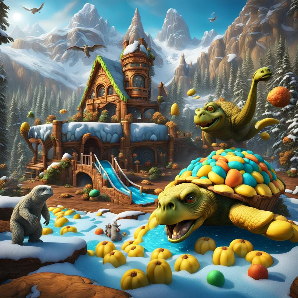 Banana Playground with Australian Animals on Turtle