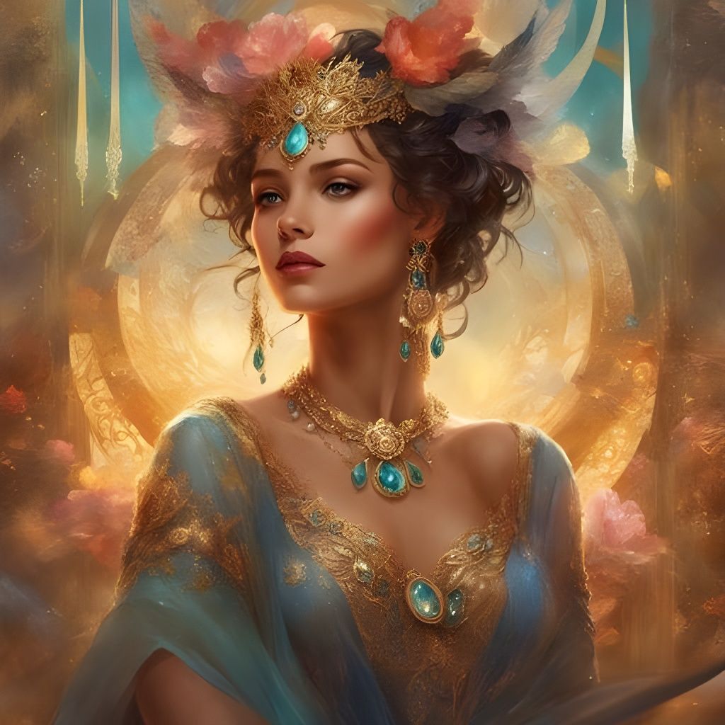 Jewel-Adorned Woman in Golden Age Style