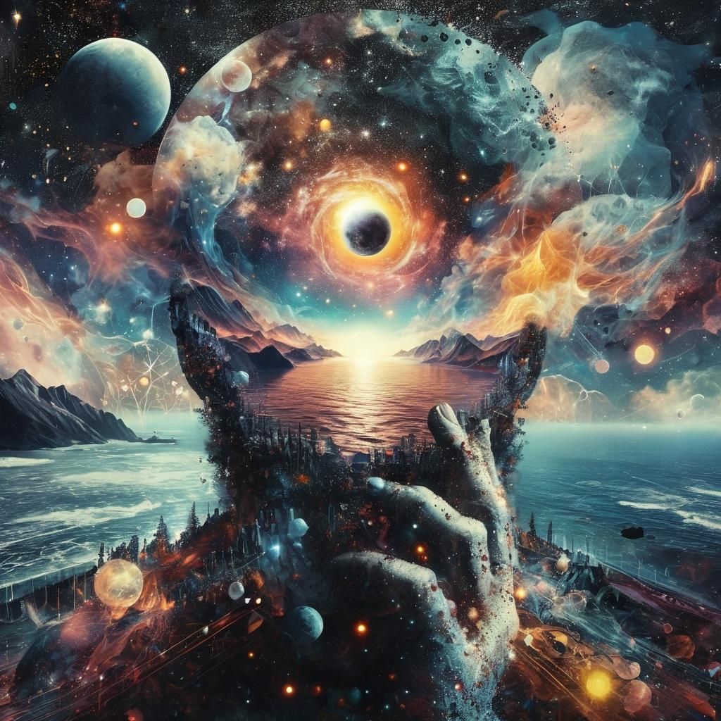 Surreal Universe Soul in Double Exposure Art