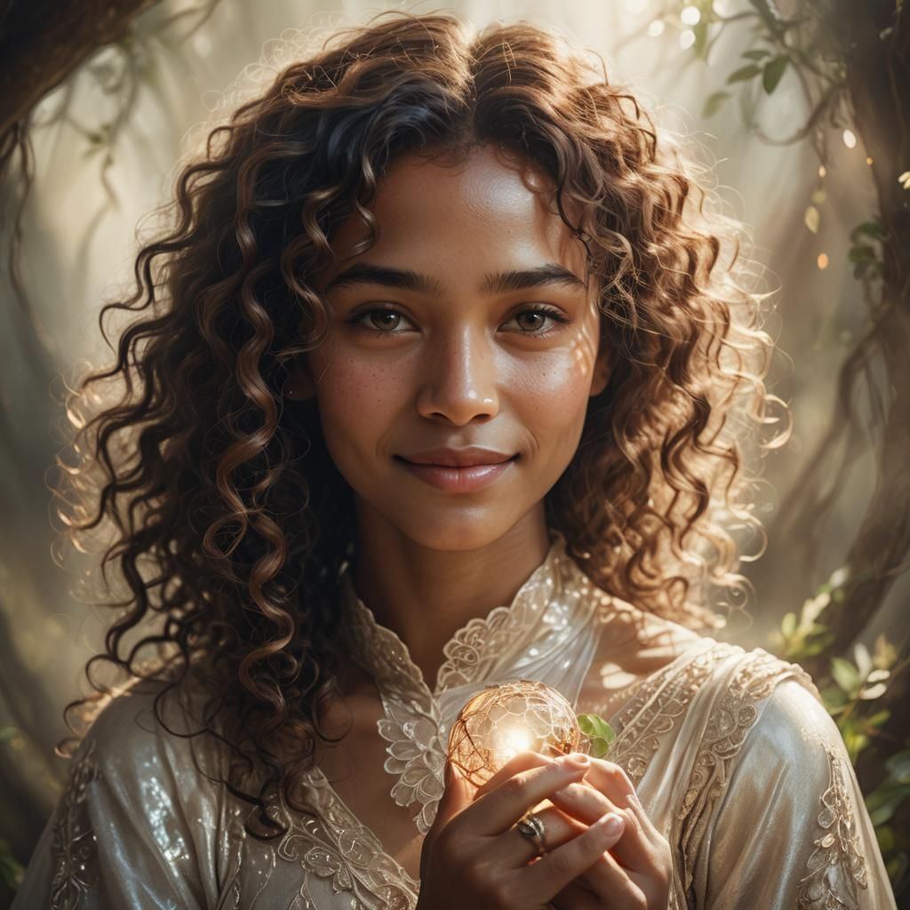 Ethereal Woman Cradling Earth: Renaissance-Inspired Portrait