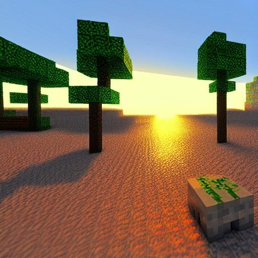 Minecraft-Style Voxel Sunrise at the Beach