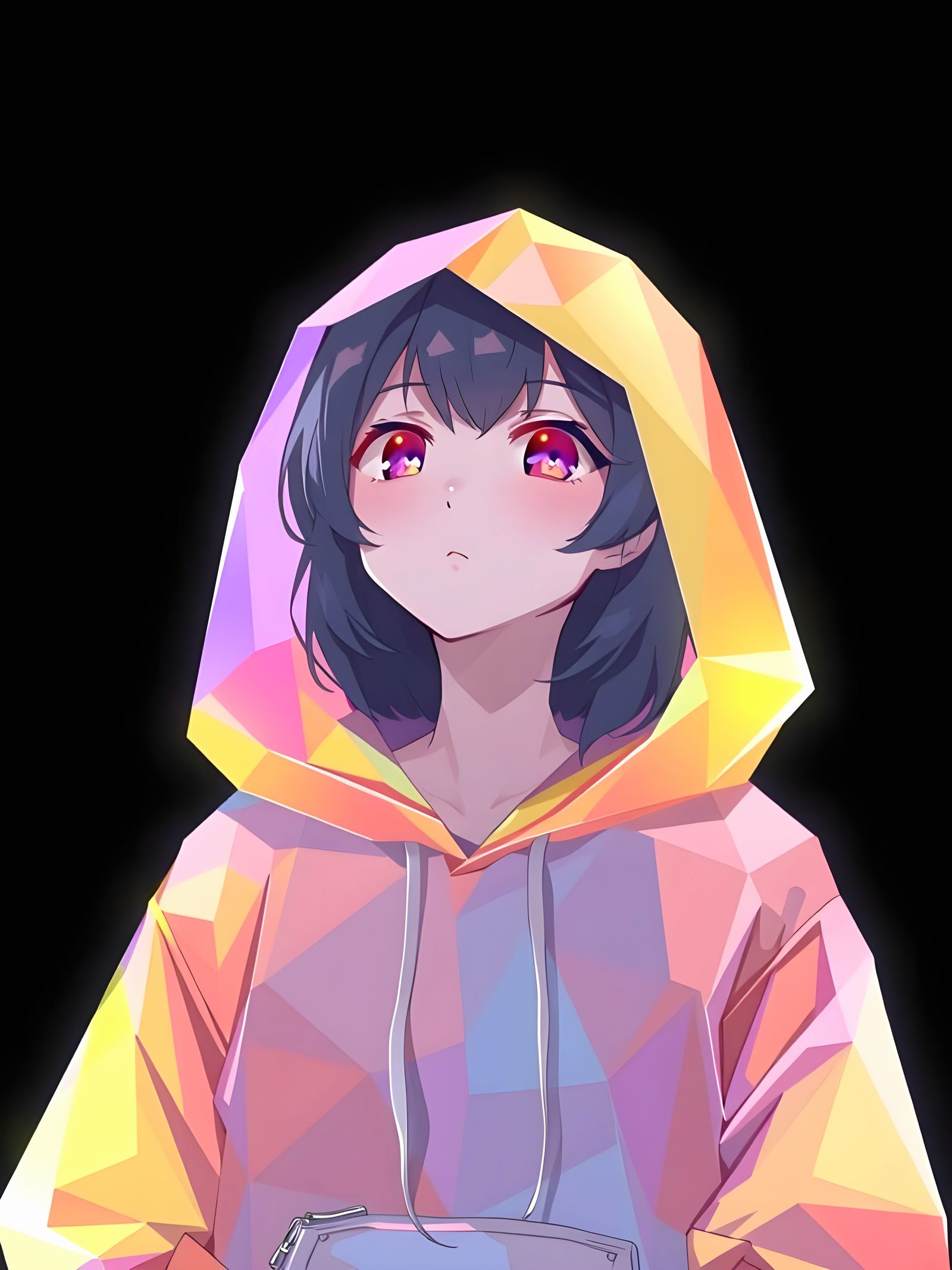 Cosmic Girl in Holographic Aesthetic