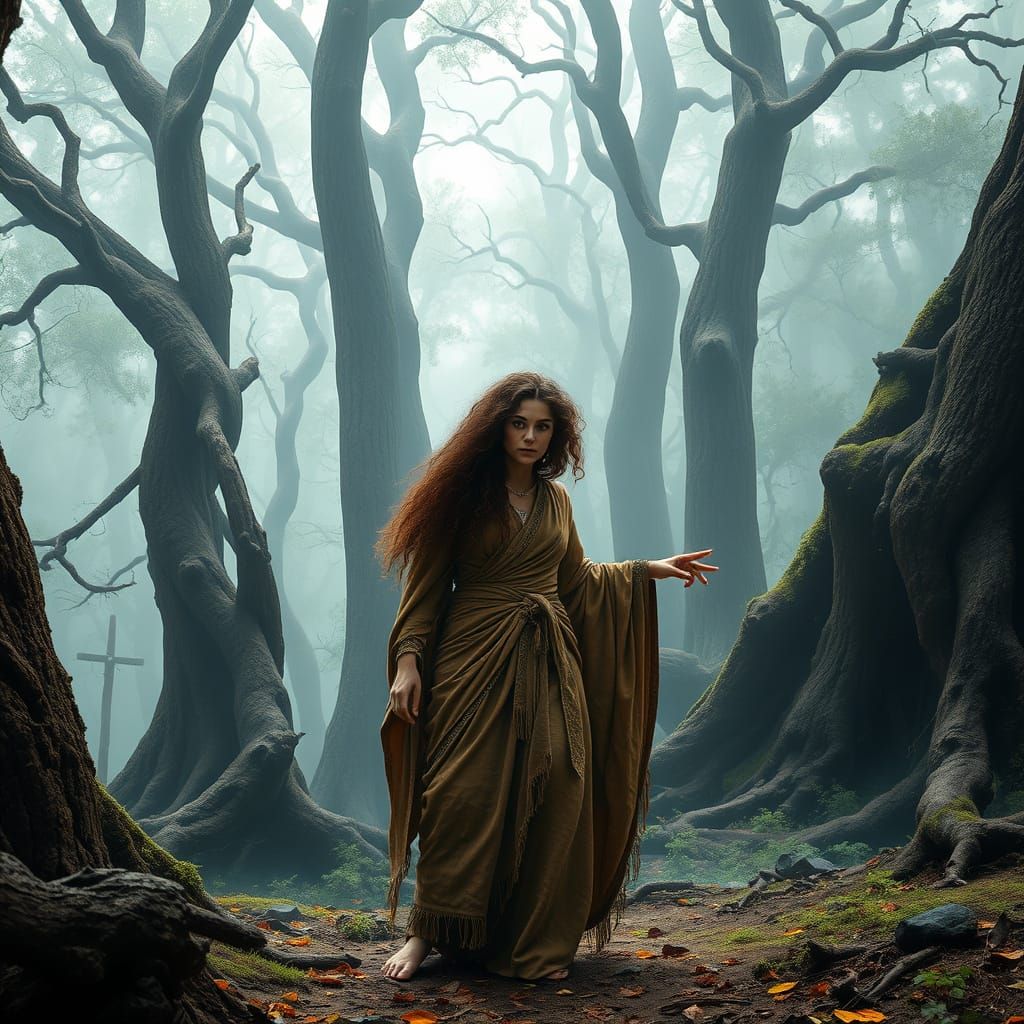 Neolithic High Priestess in Sacred Forest Ritual