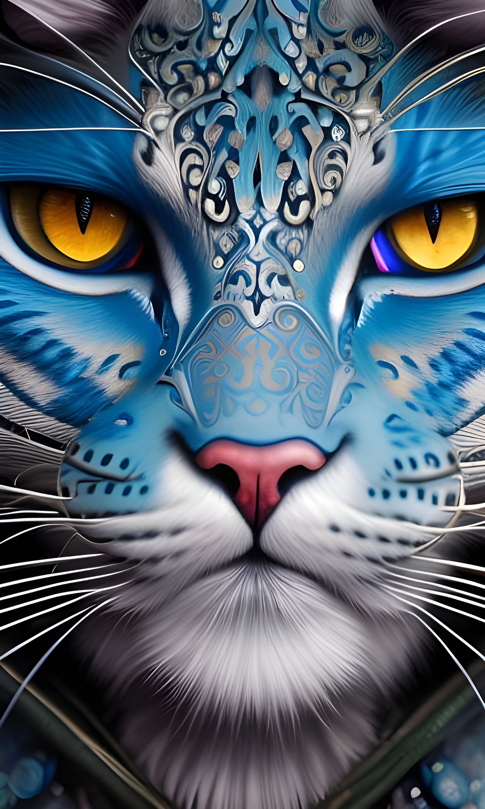 Hyperdetailed Blue Cat Portrait in Sci-Fi Style