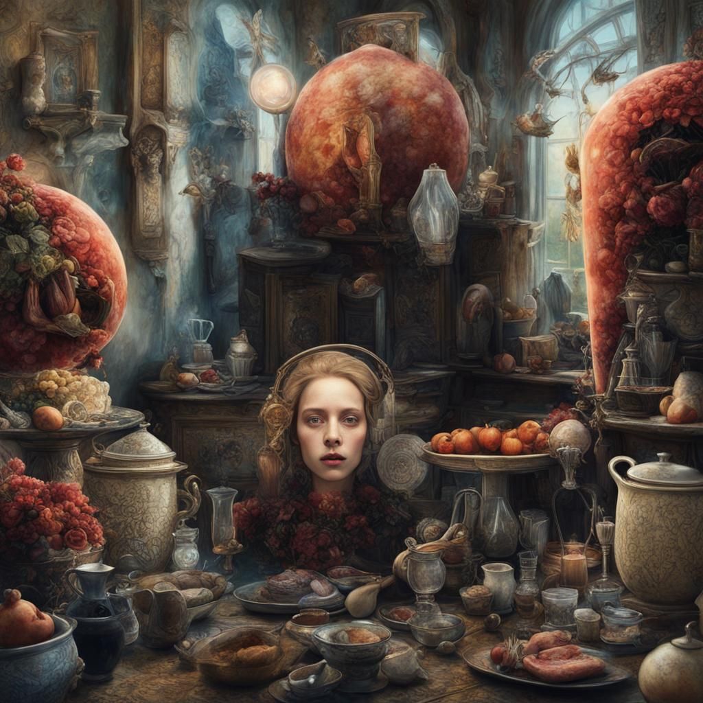 Magical Biological Scene with Prismatic Particles