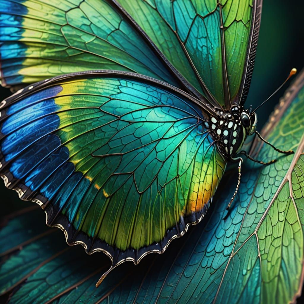 Macro Butterfly Wing in Iridescent Digital Painting