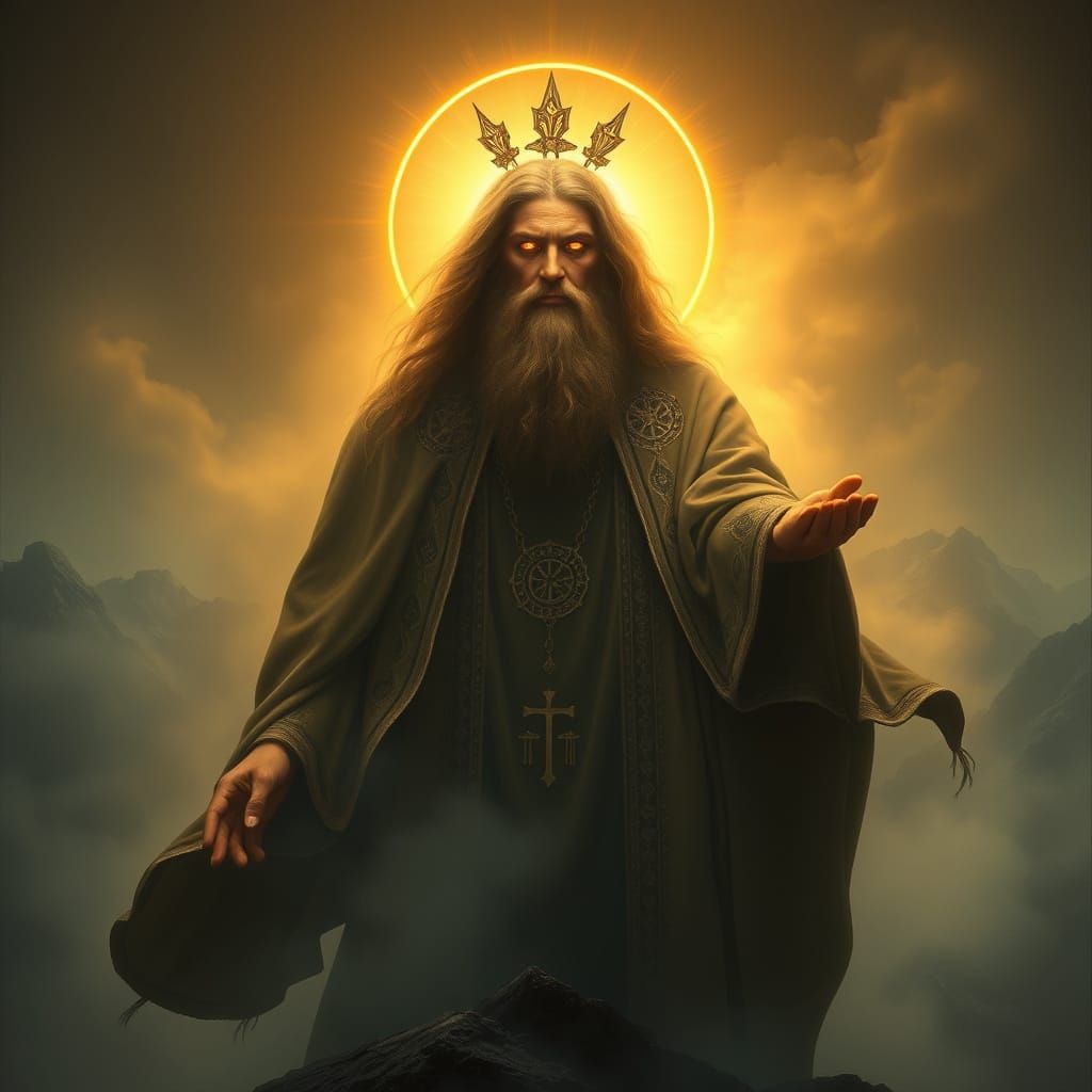 Enoch's Divine Ascension in Golden Light