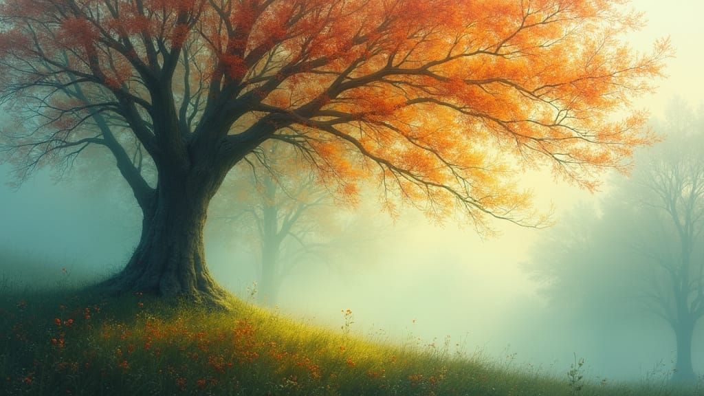 Ethereal Tree Branches in Surreal Impressionist Style