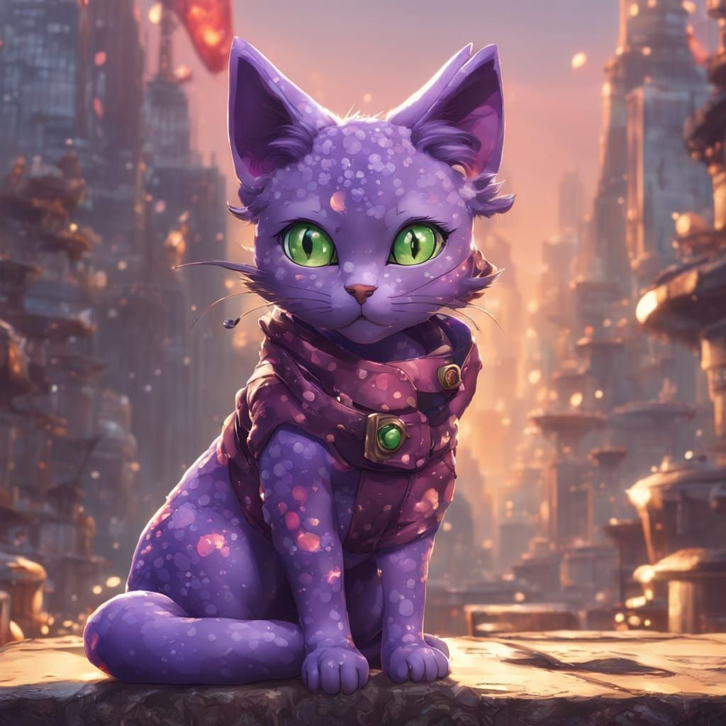 Stunning Catgirl in Vibrant, High-Poly Style