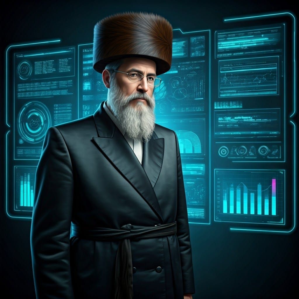 Hasidic Businessman Meets Cyberpunk Future in Traditional At...