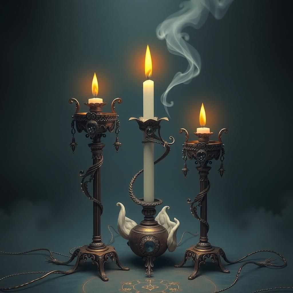 Mystical Candles in Muted Surrealist Style