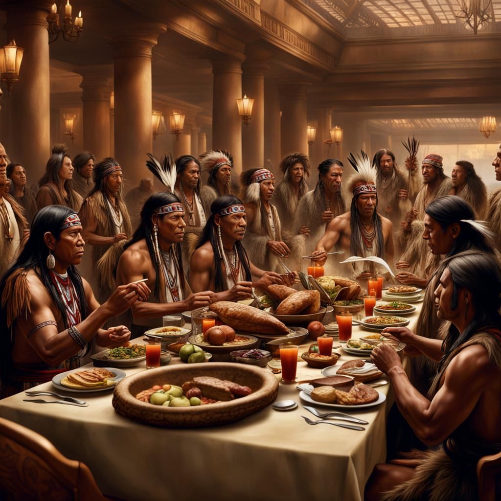 Native American Thanksgiving Feast in Hotel
