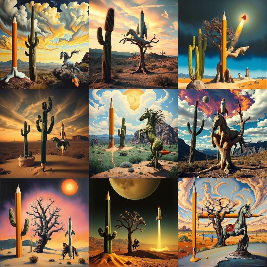 Surreal Metamorphosis of Pencil into Cactus, Horse, and Rock...