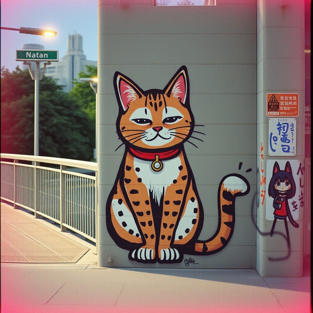 Gure-neko graffiti in Yoyogi Park