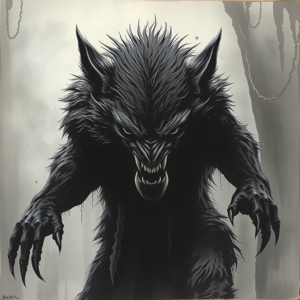 Sinister Werewolf in Comic Book Style
