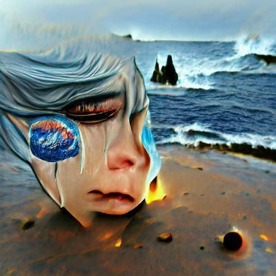 Burning Ocean Planet: Desolate Scene of Loss