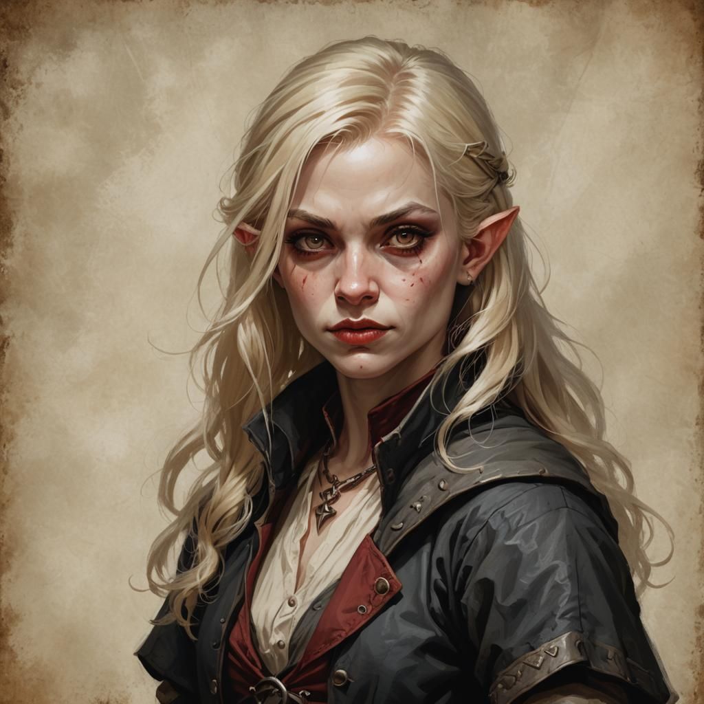 Blonde Halfling Vampire Rogue Character Portrait