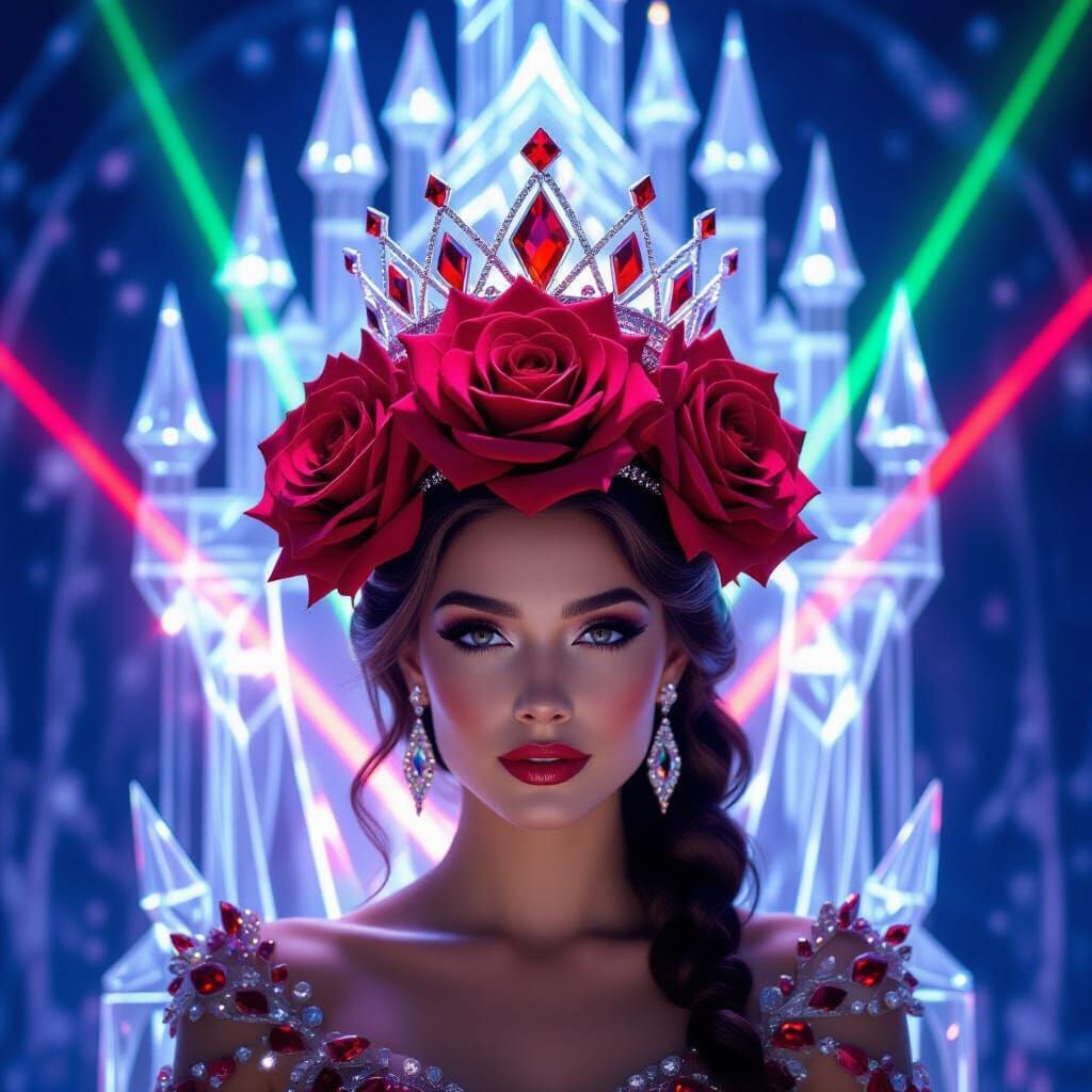 Crystalline Rose Crown on a Queen's Throne