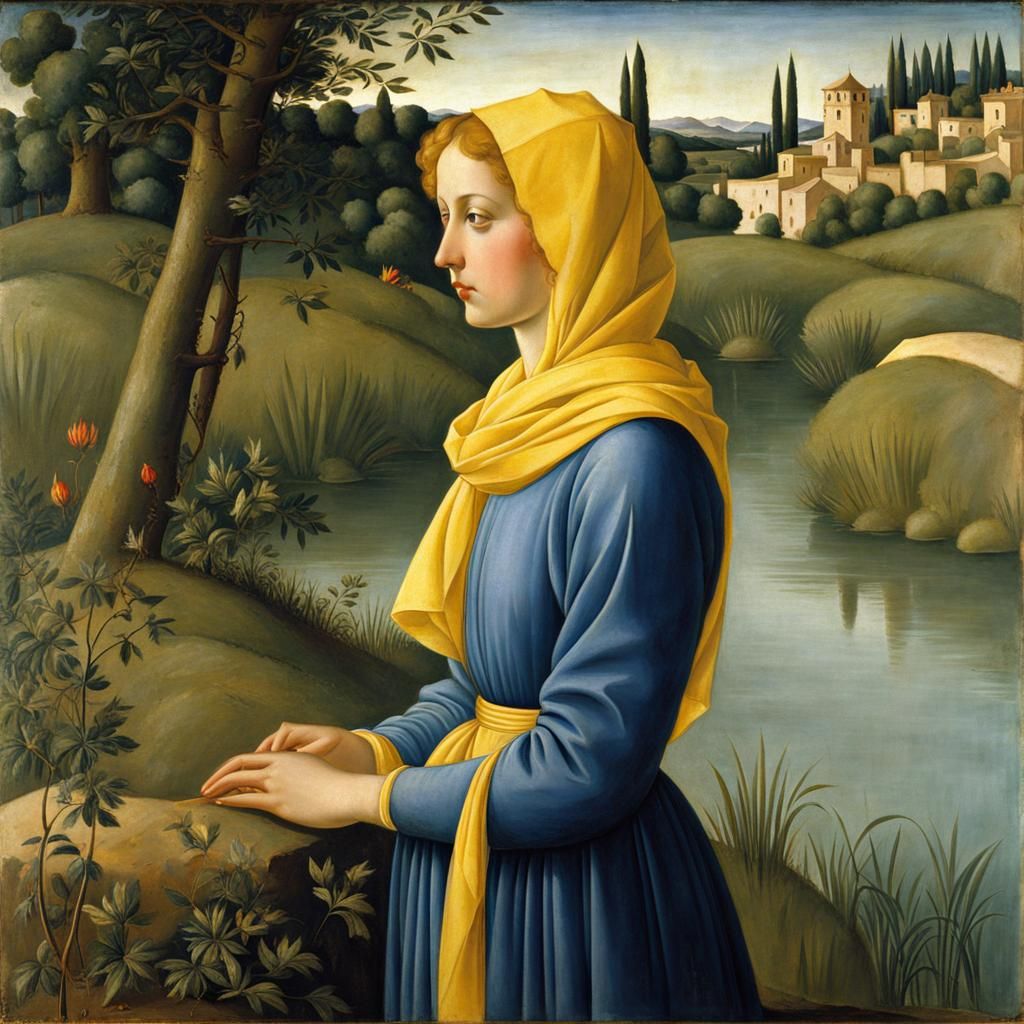 Riverbank Beauty in Renaissance Style
